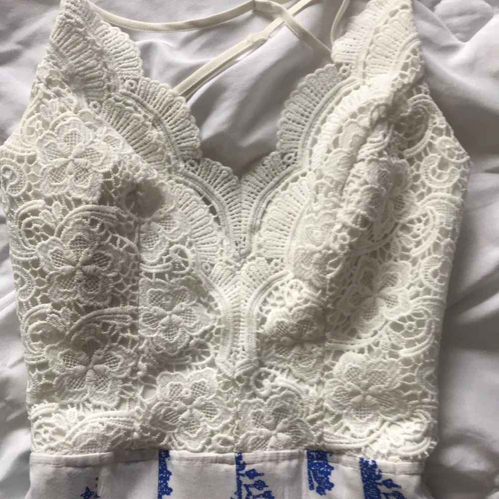 White and blue jumpsuit